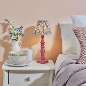 Lincoln Pearl Grey 16cm Shade Wood Table Lamp In Pink Clay