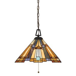 QZ-INGLENOOK-P-A Inglenook 3 Light Tiffany Hanging Ceiling Pendant