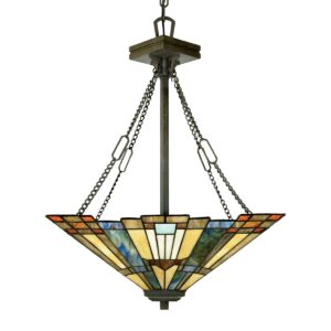 QZ-INGLENOOK-P-B Inglenook 3 Light Tiffany Bronze Ceiling Pendant