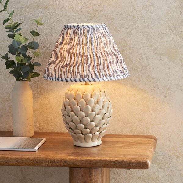 Riyadh Pearl Grey 30cm Shade Large Ceramic Table Lamp In Ivory