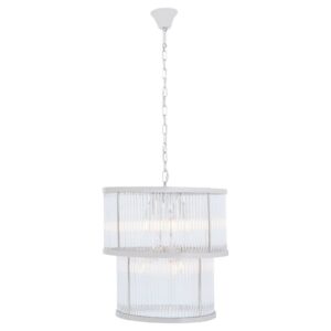 Salas Ribbed Pattern 2 Tier Chandelier Light In Nickel