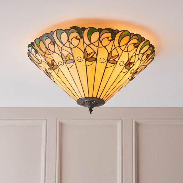 Justin 2 Light Tiffany Glass Wall Ceiling Light In Multicolour