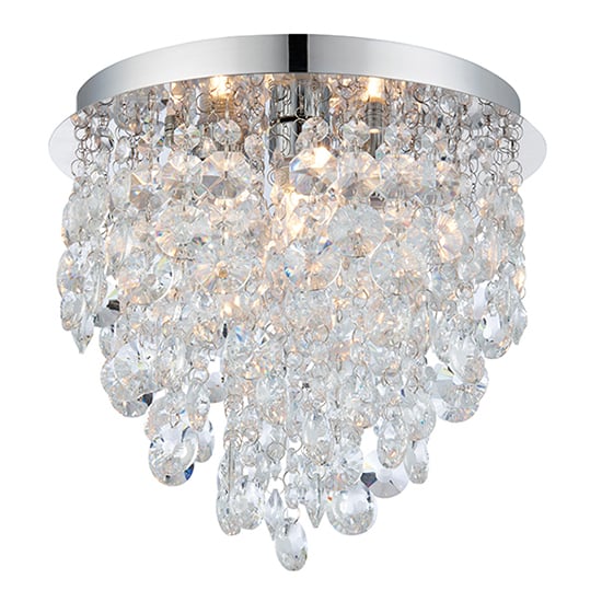 Kristen 3 Lights Clear Glass Flush Ceiling Light In Chrome