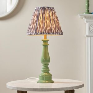 Laredo Pearl Grey 25cm Shade Resin Table Lamp In Cotswold Green