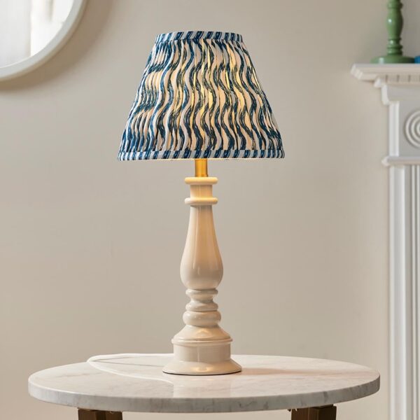 Riyadh Marlin Blue 25cm Shade Resin Table Lamp In Almond White