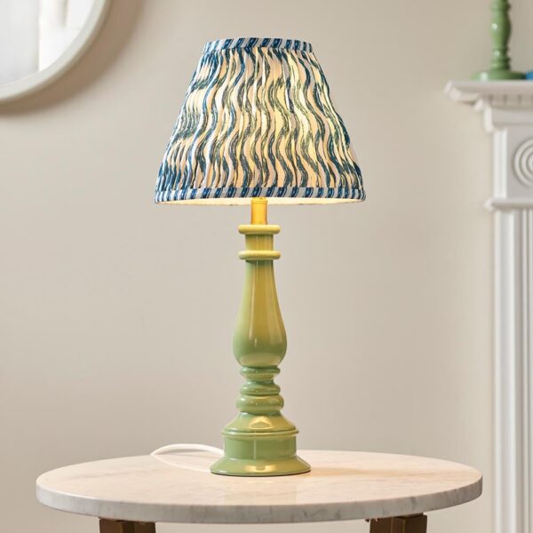 Riyadh Marlin Blue 25cm Shade Resin Table Lamp In Cotswold Green