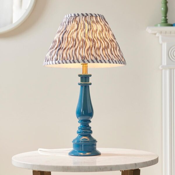 Riyadh Pearl Grey 30cm Shade Resin Table Lamp In Marlin Blue