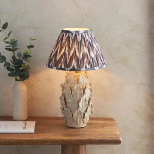 Zapopan Pearl Grey 30cm Shade Small Ceramic Table Lamp In Ivory